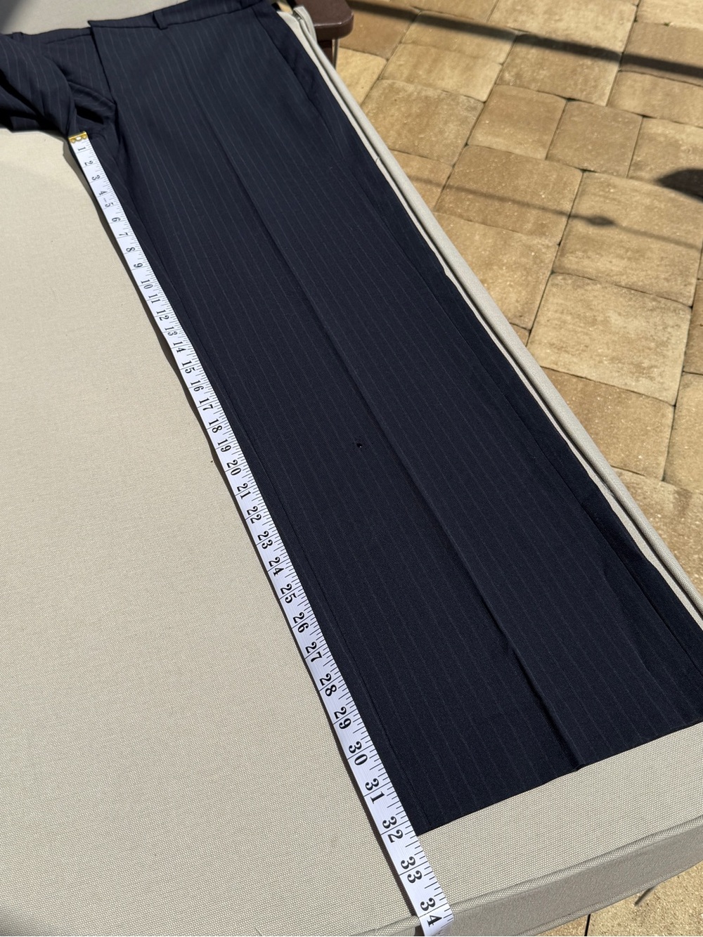 Séfr Flavio Pinstripe Trousers 32/32 M Navy Virgin Wool Blend NWT Dress Pants - Picture 14 of 16